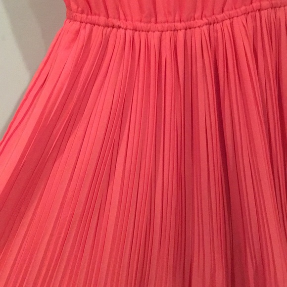 Philosophy Sleeveless Pleated High Low Coral Dress - Picture 4 of 6